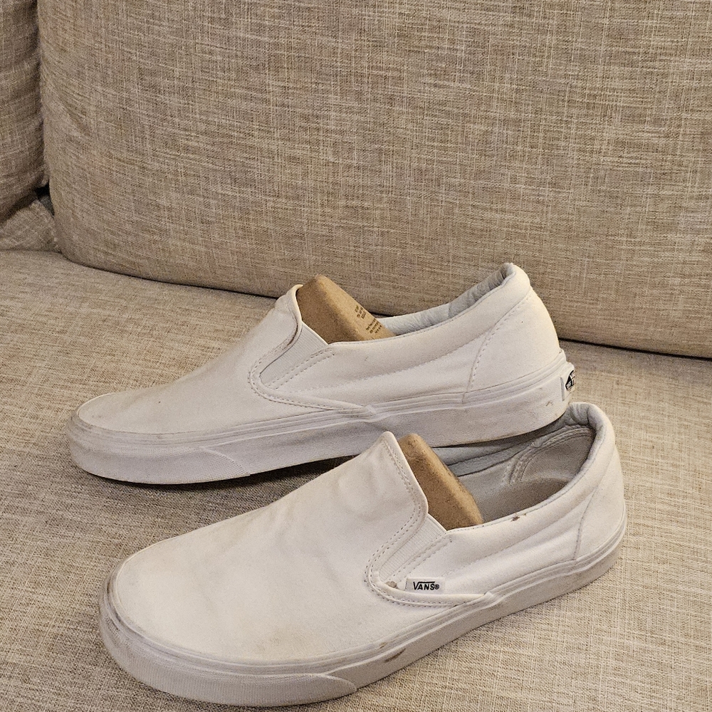 Vans Men's White Slip-On Shoes Size 11